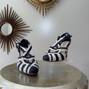 Prada - Spring 2011 Runway Blue and White Madras Woven Leather